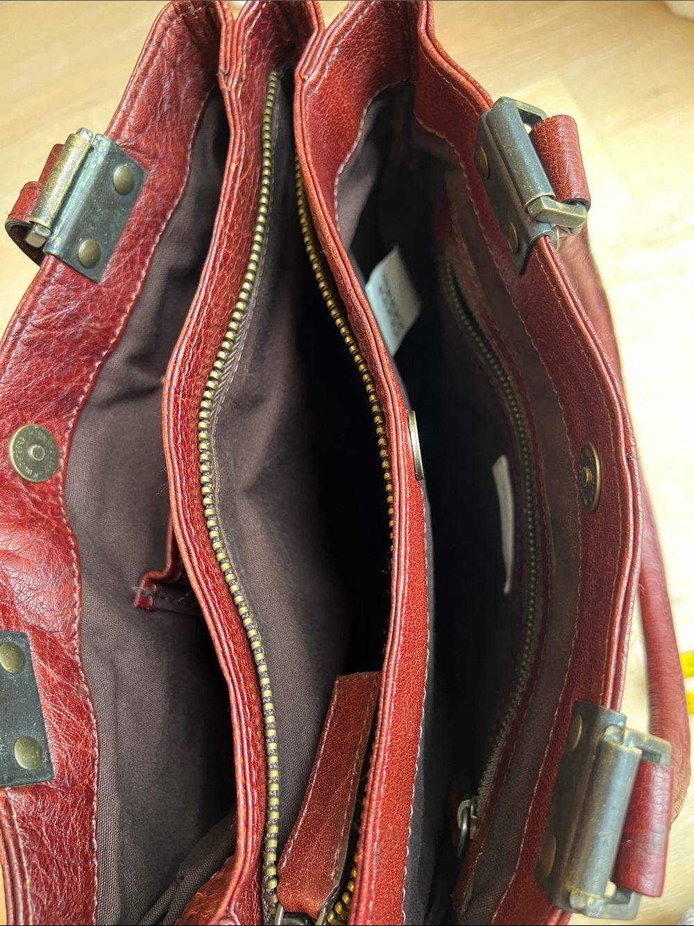 Diesel Red Leather Messenger Tote Bag - Picture 6 of 15